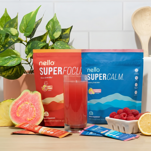 Nello SuperCalm & SuperFocus Bundle – Stress Relief & Mental Focus Supplements, 30-Day Supply, Natural Relaxation and Energy Support, Daily Wellness Stack