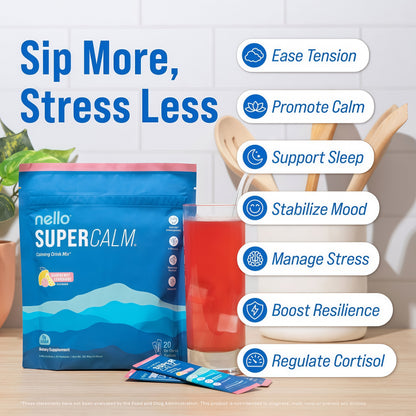 Nello SuperCalm & SuperFocus Bundle – Stress Relief & Mental Focus Supplements, 30-Day Supply, Natural Relaxation and Energy Support, Daily Wellness Stack
