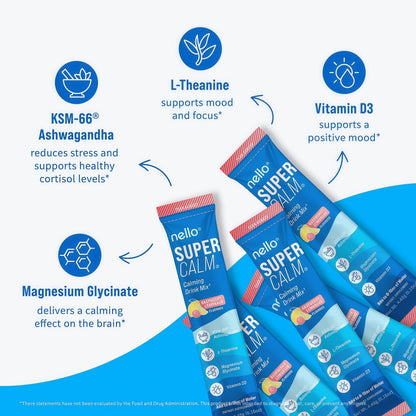 Nello SuperCalm & SuperFocus Bundle – Stress Relief & Mental Focus Supplements, 30-Day Supply, Natural Relaxation and Energy Support, Daily Wellness Stack